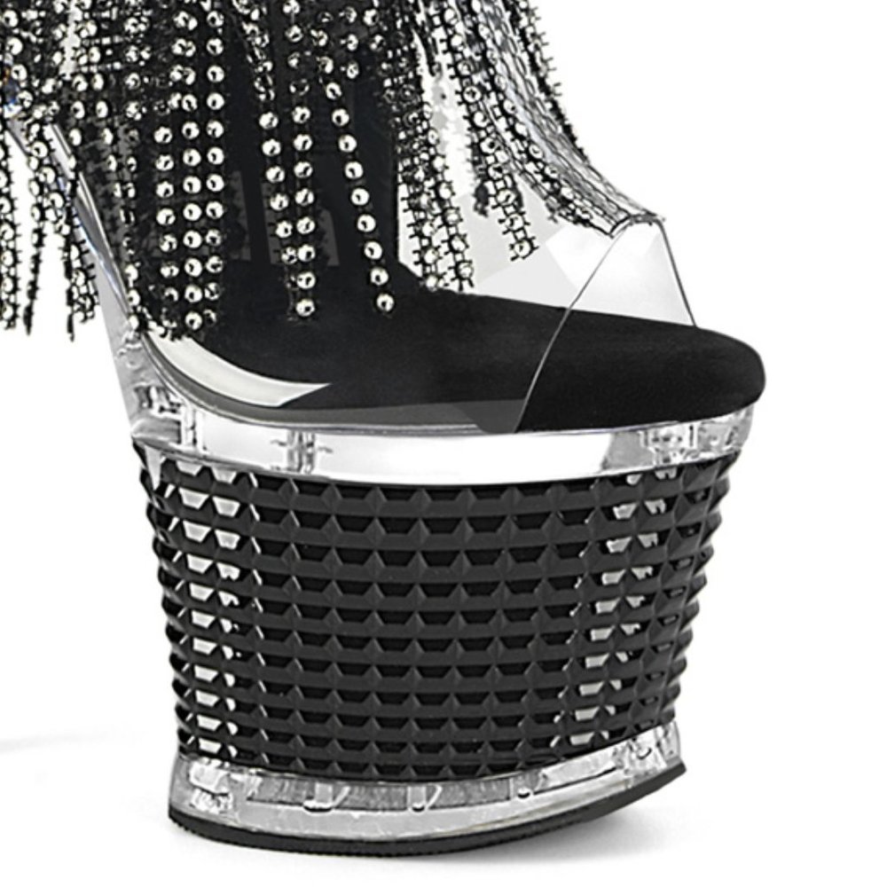 Platform Rhinestone Fringe Lace Up Ankle Boots - Picture 4 of 4